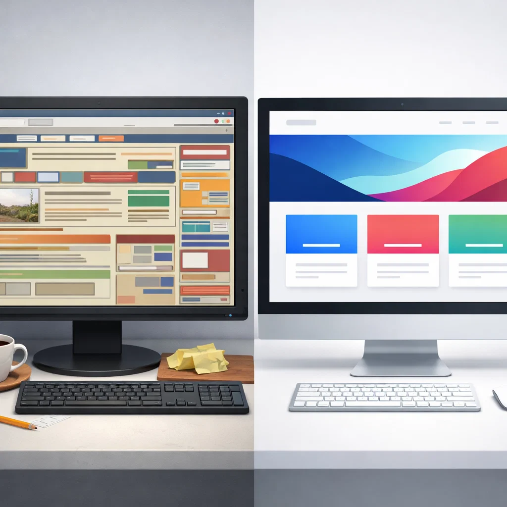Before and after comparison of a business website redesign