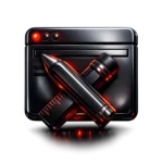 Web design icon showing a browser window with design tools