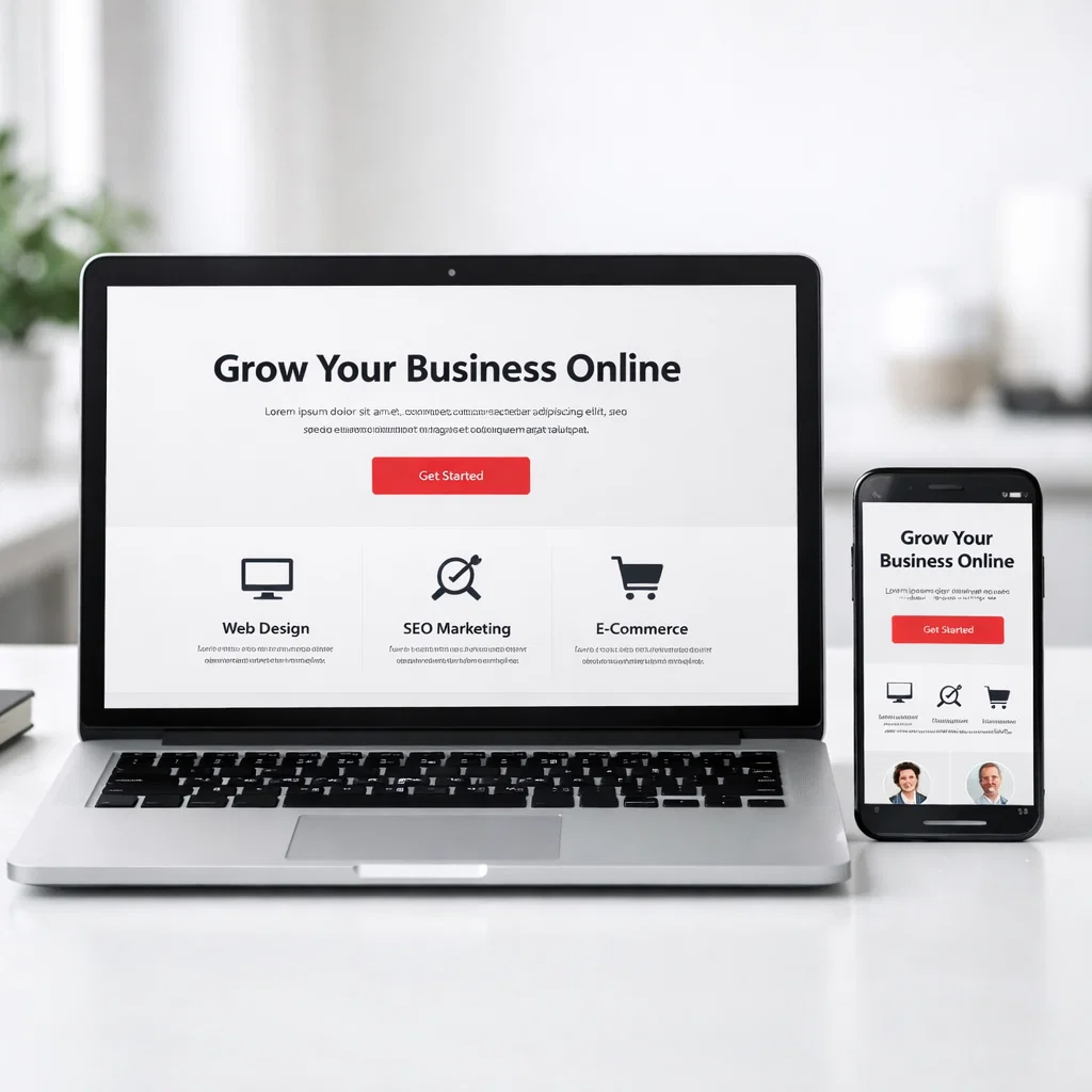 How to Build a Website in 2026 for My Business That Actually Gets Customers Responsive business website design displayed on laptop and smartphone with clear call to action